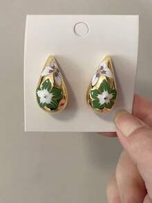 1 Pair Elegant Flower & Butterfly Pattern Dangle Earrings - Multicolor - View 5