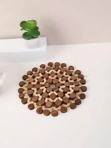 1pc Bamboo Heat Insulation Pad, Table Mat, Pot Holder, Heat-Resistant Plate Mat, Cup Coaster, Home Kitchen Accessories,Home And Kitchen Must-Haves, Kitchen Utensils And Equipment As Christmas Practical Gifts