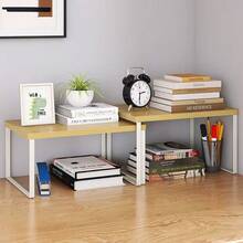 Spice Rack, Set Of 2 Cupboard Shelf Organiser, Expandable Kitchen Shelf Organiser, Stackable Spice Holder, Metal And Engineered Wood, White And Natural - Brown - View 3