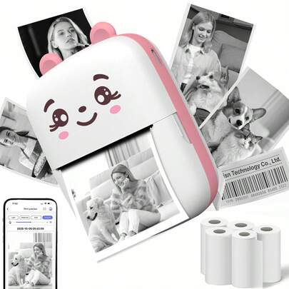 Sticker Printer - Mini Portable Thermal Printer Inkless Sticker Machine,Instant Printing In Label Machine Pocket,Suitable For Smartphone Portable Thermal Printer,Used For Notes,Diary DIY,Children's Gifts,Learning Graphics,Anatomy Maps,Photos,Student Sticker Printer Christmas Birthday And New Year Gifts