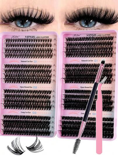 632PCS Cluster D Curl Lash High Capacity DIY Eyelash Extensions Book Suit For Beginner, Long Lasting Individual Lashes Mixed Style Lash Clusters Extensions DIY Cluster Lash At Home Makeup Beauty Fake Lash Extensions For Enlarge Your Eyes, DIY At Home, Large Capacity Eyelashes Book, Suitable For Travel, Daily Wear For Beginners, Weddings, Dates, Parties, Festivals, Very Suitable For Christmas/Halloween/Gift Eyelash Bundles
