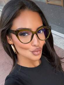 نظارة نسائية خضراء فاتحة، إطار عين القطة الكاجوال البوهيمي معدني المفصلة، نظارة شفافة للملابس اليومية والديكور والاكسسوارات السفر