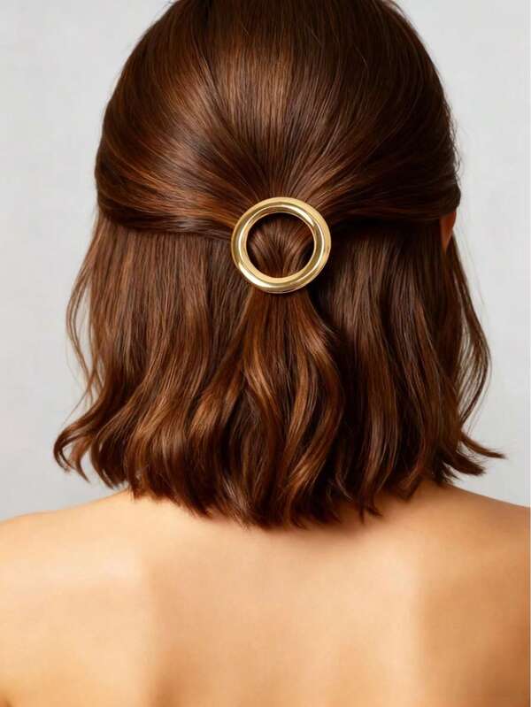 1/2pcs Round Diamond Filled Hairpins, Suitable For Women To Wear As Headdresses In Daily Life Or Wedding Events, Fashionable And Simple Hair Accessories, And Shining Personalized Jewelry Gold/Silver, Claw Clips, Hair Slide, Hair Barrettes