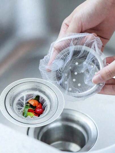 Disposable Sink Filter Bags - Mesh Drain Strainers For Clog Prevention, Durable Plastic Kitchen Sink Catcher Bags With Elastic Band, Fits Standard Drains, Easy Cleanup For Food Scraps & Debris, Flexible Mesh Design, Effective Filtration, Disposable Food Waste Catcher Bags, Easy Drain Cleaner, Essential Kitchen Cleaning Supplies