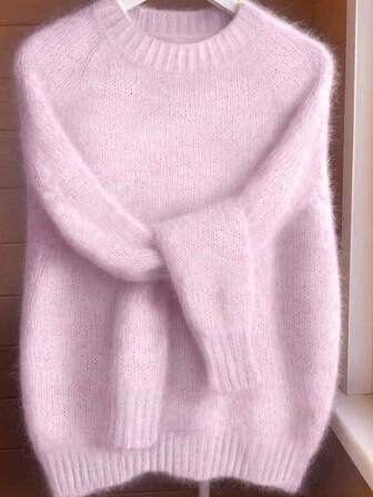 女士马海毛毛衣 - 法式插肩袖，插肩袖设计，柔软舒适，适合秋冬季节，是圣诞节/生日的绝佳礼物