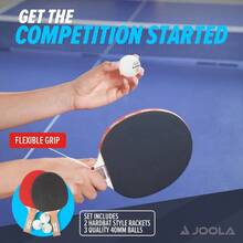 Essentials Duel 2 - Player Table Tennis Racket Set With 2 Pong Paddles 3 Balls - Pips Out Hardbat Pong Rackets Great All Playing Levels Ages - White Pong Balls - Duel Set - View 6