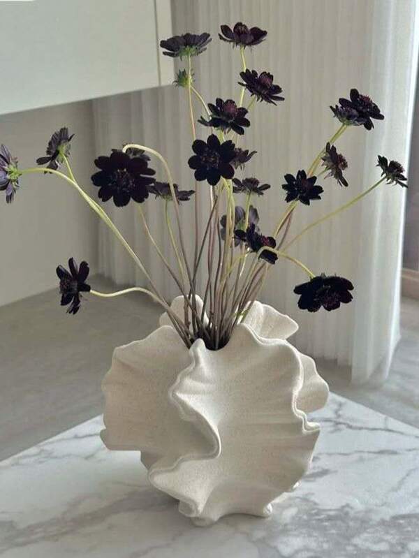 1pc Large Vase, Resin Matte Speckled, Japandi Centerpiece, Table Decor Home Decor