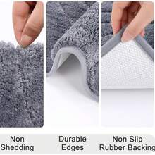 Pauwer Bathroom Rugs Sets 5 Piece With Lid Cover Bathroom Shower Rugs With U-Shaped Contour Toilet Mat Absorbent Microfiber Plush Bath Mats Non Slip Bath Rugs Machine Washable Bathroom Floor Mats - Dark Grey Line - 查看 10