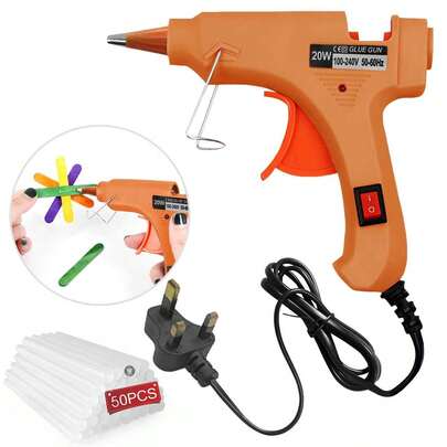 50件套电动热熔胶枪套装，快速预热，迷你热熔胶枪套装，适用于DIY手工制作和快速家居维修（橙色）