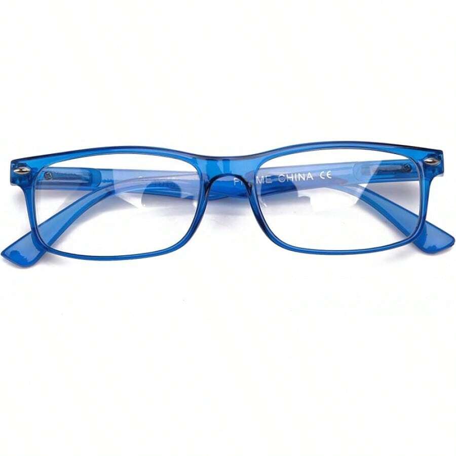 Lens Rectangle Frame Non Prescription Glasses - Fashion - 藍色 - 查看 1
