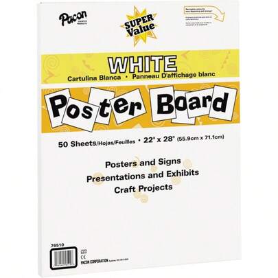 Super Value Poster Board 22"X28" White 50 Sheets