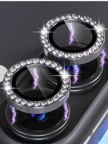 1 Set Flash Diamond Rhinestone Camera Lens Protector Film Set For Phone 12/12 Mini/12 Pro/12 Pro Max,Phone 13/13 Mini/13 Pro/13 Pro Max,Phone 11/11 Pro/11 Pro Max,Phone 14/14 Puls/14 Pro/14 Pro Max,Phone 15/15 Puls/15 Pro/15 Pro Max, Inlaid Imitation Diamond Decorated Camera Cover Tempered Glass Protecting Cover, Colorful Imitation Diamond