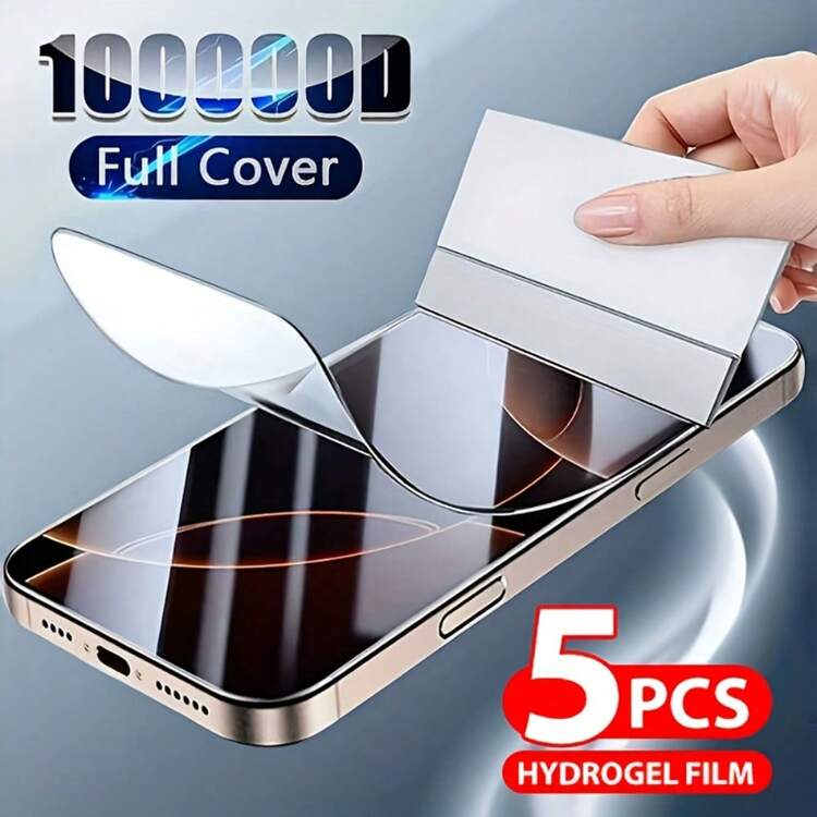 5pcs Full Coverage Hydrogel Screen Protector Film, Compatible With IPhone 17 Pro Max, 16, 15, 14, 11, 12, 13 Pro Max, 15, 14 Plus, 17 Air, 16e (Note: This Film Is Very Thin. Please Watch Our Video To Understand The Product First.) - Clear - View 15