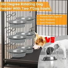 Caseta para perros de 145 cm con estantes y bandeja extraíble, caseta para perros de interior con 2 puertas y 2 comederos ajustables. - Marrón - Ver 4