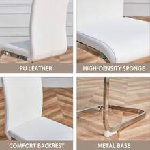 Freischwinger, Chromed Metal Frame, Supports Up To 120 Kg, Softly Padded With Synthetic Leather Cover, White. (Set, 4 Pieces)
