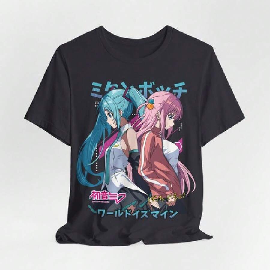 Anime Graphic Tee,-Shirt, Vocaloid Unisex Jersey Shirt, Kawaii - màu đen - Xem 1