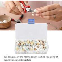 340 Uds Cuentas Redondas de Piedra Sueltas Cuentas de Piedra para Hacer Joyas con Caja de Almacenamiento para Hacer Pendientes, Pulseras y Collares (10 mm,8 mm,6 mm,4 mm) - 1 - Ver 4