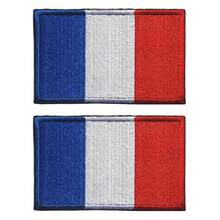 2 PCS  France Flag Patches Embroidered Tactical Military Morale Patch Applique Fastener Hook And Loop{Inchcolor_nameinch:InchFranceinch} - France - View 1