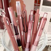 7pcs/Set St-Tip Push Pen & Pen Combination School Stationery Set Quick Drying And Brush Writing, Black Back To School - 灰色 - 查看 5