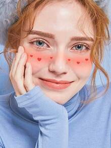 2 片装圣诞节和情人节临时面部纹身贴纸 - 粉色爱心星星闪亮雀斑和腮红图案临时面部纹身贴纸 - 防水防汗，适合情侣圣诞节和节日表演，可持续 3-5 天