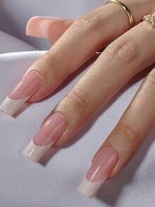 60片装短/长美甲贴纸组合套装，粉色法式软胶美甲贴纸组合套装，适合所有女性和女孩，法式美甲设计，日常佩戴美甲贴纸，美甲用品 - 粉色 - 查看 5