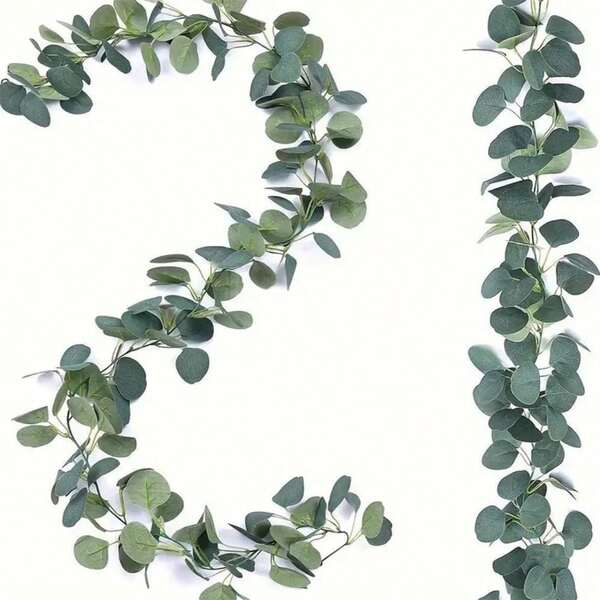 1/2 piezas Decoración de vid de hojas de eucalipto artificial, guirnalda de hojas de eucalipto falsas para boda, fiesta, mesa, decoración interior/exterior