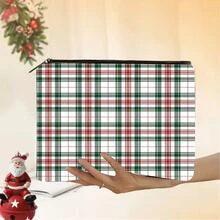 6 piezas, Bolsa de maquillaje con estampado a cuadros rojos de Navidad de doble cara y bolsa de cosméticos con cremallera y bolsa de aseo - Estilo bohemio académico, bolsa de medicina reutilizable con flores de copo de nieve, bolsa de almacenamiento para bolígrafos, bolsa de almacenamiento para viajes y maquillaje - Para la escuela, la decoración del hogar de verano, la bolsa de aperitivos de 9 "x 6" Bolsa de maquillaje, neceser de maquillaje, bolsa de cosméticos, bolsa de aseo, artículos esenciales para viajes, artículos esenciales para cruceros, artículos esenciales para vacaciones para hombres y mujeres