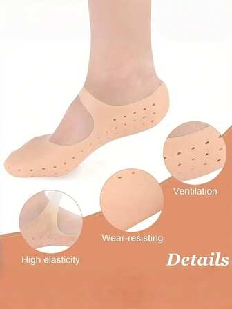 QKC 1 Pair Anti-Slip Silicone Moisturizing Boat Socks, Comfortable Breathable Socks, Massaging Foot Care Tool