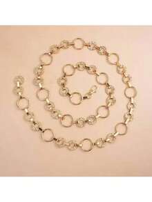 Punk Style Metal Ring Body Chain, Vintage Decor For Dresses And Waist Belts