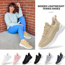 Womens Tennis Shoes Walking Sneakers - Foam Running Slip On Gym Athletic Workout Nursing Comfort Work Shoe Lightweight - 米色 - 查看 5