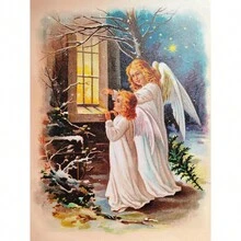 2025 Christmas Canvas Wall Art Print 12" X 16" With Timer | LED Lighted Design - Christmas Baby Angel - View 1