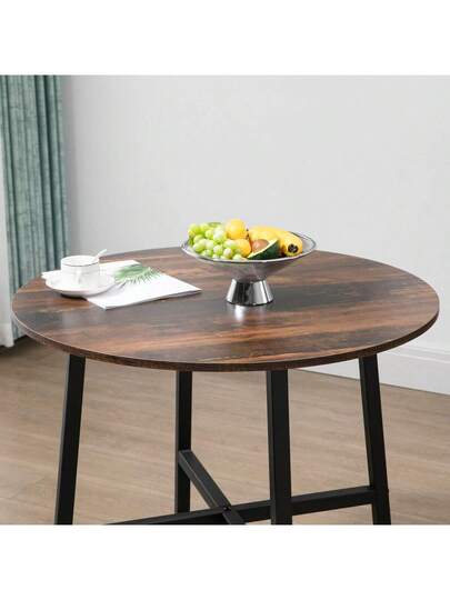 HOMCOM Dining Table, Kitchen Tafel People, Living Room Kitchen, Steel, Brown, 80 76 Cm view 6