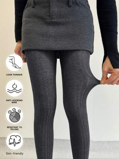 160g Collant/Leggings da donna per autunno/inverno, maglia lavorata a trama