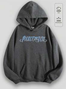 EWH Aged Washed Cotton Crew Neck 270g Double-Sided Printing,Front Rock Band Logo & Back Haunted House Art Graphic, Y2k,Soulja,Concert,Halloween,Gothic,Vintage,Streetwear Graphic,009-AB - Xám - Xem 3