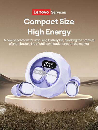  Lenovo LE206 Mini Invisible Sleeping Bluetooth Earphones, Comfortable Wear, Physical Noise Cancellation, Microphone ENC Call Noise Reduction, Surround Sound, High-Quality Music, Long Battery Life, Low Latency, Silicone Earbuds, Suitable For Sports, Gaming, Music, Sleeping, Wireless Earbuds Compatible With Smartphones And Computers