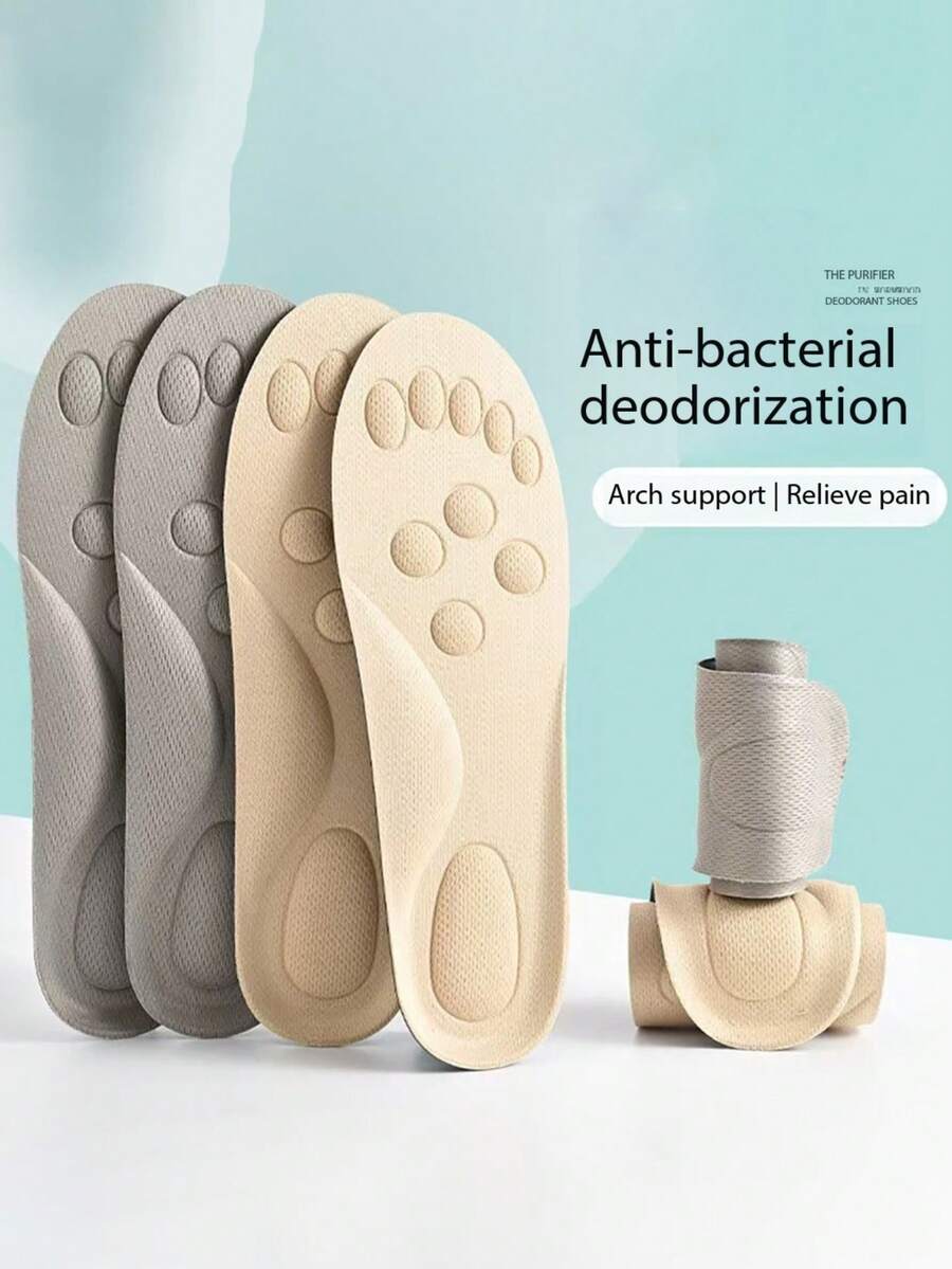 1 Paar neue, lässige, antibakterielle, deodorierende Militär-Trainings-Einlegesohlen, schweißabsorbierend, atmungsaktiv, stoßabsorbierend mit Fußgewölbestütze, reduziert Ermüdung bei längerem Stehen, geeignet für Lederschuhe und Sneaker.