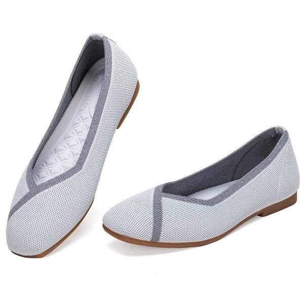 Frank Mully Damen Flache Schuhe mit quadratischer Zehenpartie, Bequeme Flache Strickschuhe, Arbeitsschuhe für Damen JS6081