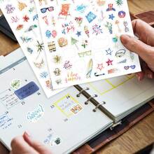 1050+ piezas/paquete Pegatinas planificador mensual de celebraciones, etiquetas de fecha de calendario de enero a diciembre, tono de color suave, pegatinas láser brillantes para decoración de calendario, planificación, scrapbooking - Feriados, eventos estacionales y generales (14 hojas) papelería manualidades libro de sticker estikers - Multicolor - Ver 8