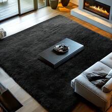 Festival Thanksgiving Christmas Decor Home Rug Living Room 8x10 Black Area Rugs For Living Room  Bedroom Large Men Room Carpet Fluffy Furry Shag Aesthetic Plush High Pile Floor Rug For Nursery Kids Room Dorm Home Decor - 黑色 - 查看 3