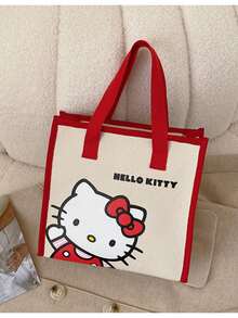 Sanrio Hello Kitty Canvas Tote Bags For Women Large Capacity Handbags 2025Cute Kawaii Bag For Ladies Shopping Travel Outdoor Easter, Mother's Day, Birthday Gift, Party Favor, Graduation Memento