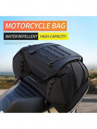 Motorcycle Rear Bag, 1 Piece 35-50L Expandable, Durable Polyester Rear Seat Bag With Detachable Shoulder Strap, Large Capacity Travel Gear For Motorcycles, Motorcycle Accessories, Secure Storage, Fashionable Design, Rugged Structure, Cruiser Motorcycle
