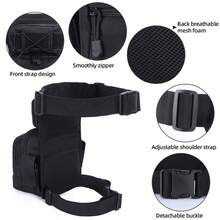 Bolsa de Perna Tática para Homens, Pochete de Cintura para Motocicleta ao Ar Livre, Bolsa de Coxa para Caminhada e Passeio, Multi-Bolso, Bolsa de Viagem, Mochila Casual de Bicicleta com Zíper - Preto - Visão 5