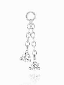 1件DIY银色钻石螺旋吊坠，垂坠式钻石耳夹吊坠，迷你水滴耳夹/耳骨环/耳环吊坠，肚脐环吊坠