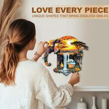 1pc African Elephant Wooden Puzzle, Asymmetrical Animal Shape Wooden Jigsaw Puzzle Toy, Unique Party Game Gift, Decorative Art Painting, Tabletop Magic Puzzle, Creative Children's Educational Puzzle, Holiday Gift, Adult Wooden Puzzle, Christmas Gift, Back To School Gift, Birthday Gift (2D Puzzle) - Multicolor - View 7