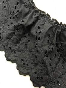 1 Yard Lace Embroidery Trim, 13.5CM Wide Hollow Embroidered Fabric Sewing DIY Decoration