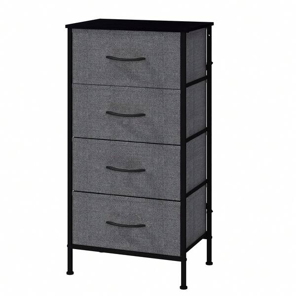 4-Drawer Chest Of Drawers With Metal Frame And MDF Wooden Top, Adjustable Feet & Anti-Tip, Storage Unit For Bedroom Or Living Room (45x30x91cm)