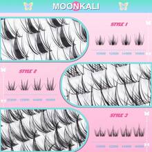MOONKALI Anime Lashes Wispy Lash Clusters Kit 30 Rows Invisible Band Eyelash Clusters 10-16mm Lash Extension Kit Natural Lashes Clusters Eyelash Extension Kit With Thin Band Lash Cluster Clear Lash Glue Bond&Seal And Tweezers - màu đen - Xem 5