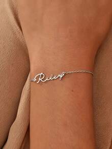 Customized Name Bracelet, Stainless Steel Christian Jewelry, Silver Color, Customizable English Letter Name Bracelet, Unisex, Baptism Gift, Amulet, Jesus Jewelry - Silver - View 5