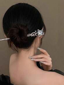 1个女士月光石星星发夹，现代中国风月亮发簪，高端发髻配饰。适合日常佩戴，也适合秋冬季雪花主题发型。它还可以用作发髻固定器和发饰，是斋月、情人节和婚礼装饰的理想之选。 - 彩色 - 查看 5