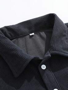 男士灯芯绒领 Polo 衫，印花宽松套头衫，春秋季